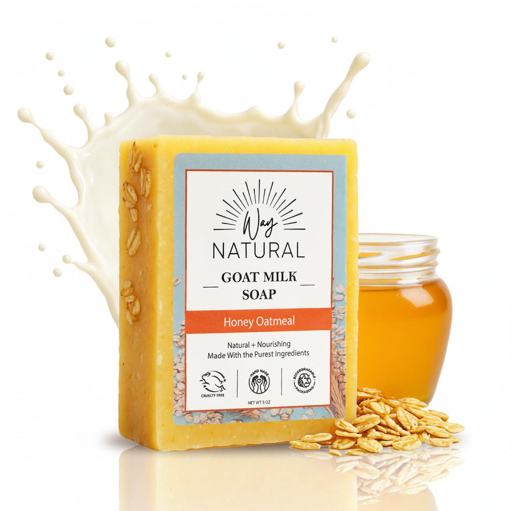 Way Natural savon miel avoine – hydratation douce pour peau sèche.