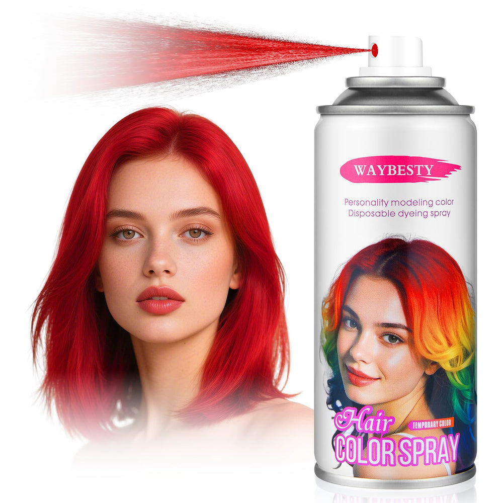 Waybesty spray temporaire rouge feu pour cosplay, couleur vive prête en quelques secondes.
