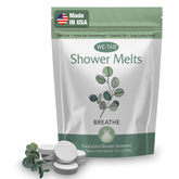 We-Tab tablettes douche eucalyptus pour respiration claire et rafraîchissante.