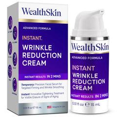 Wealthskin Crème Yeux Instantanée — bouteille montrant la texture légère prête à l'application.