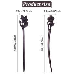 WEBEEDY fourchette à cheveux bois gravée prune pour fixation sûre