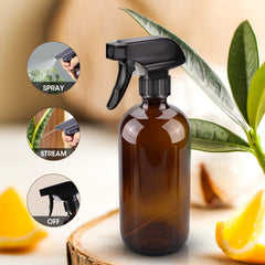 Wedama bouteille spray verre ambre reglable pour brume et jet.