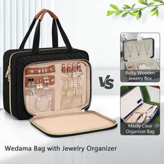 Wedama intérieur à quatre compartiments, rangement séparé pour produits et accessoires.