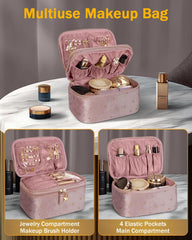 Wedama sac maquillage double-couche, rangement bijoux rose pour organisation.