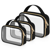 Wedama sac toilette transparent en trois-pack avec poignées, idéal pour voyager et organiser vos produits.