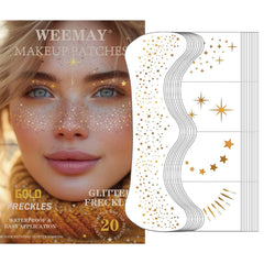 WEEMAY taches de rousseur dorées sur le visage, patchs faciles à poser pour un look festif