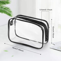 Pochette PVC étanche avec fermeture éclair, idéale en voyage et pour le rangement.