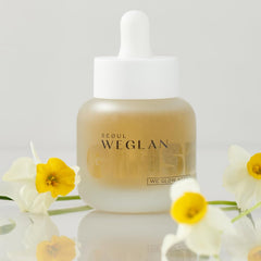 WEGLAN SEOUL bouteille sérum éclat k-ginseng démontrant hydratation et absorption rapide