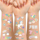 Weipbwor tatouages licorne arc-en-ciel et fleurs, parfaits pour fêtes colorées