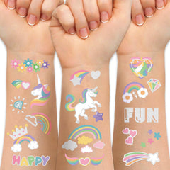 Weipbwor tatouages licorne arc-en-ciel et fleurs, parfaits pour fêtes colorées