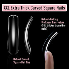 Wellquinn tip ongle courbé carre XXL pour une extension naturelle et solide.