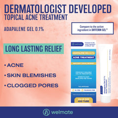 Welmate Adapalene Gel 0,1% ciblant les boutons et les imperfections.