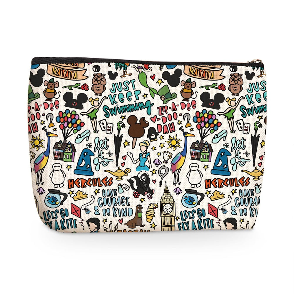 Trousse Wenboco dessin animé rose imprimée, pratique pour ranger maquillage en voyage.