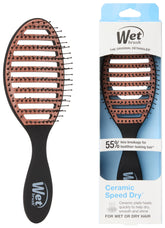 Wet Brush Ceramic Speed Dry, brosse ventilée démêlant sans tiraillement pendant le séchage.