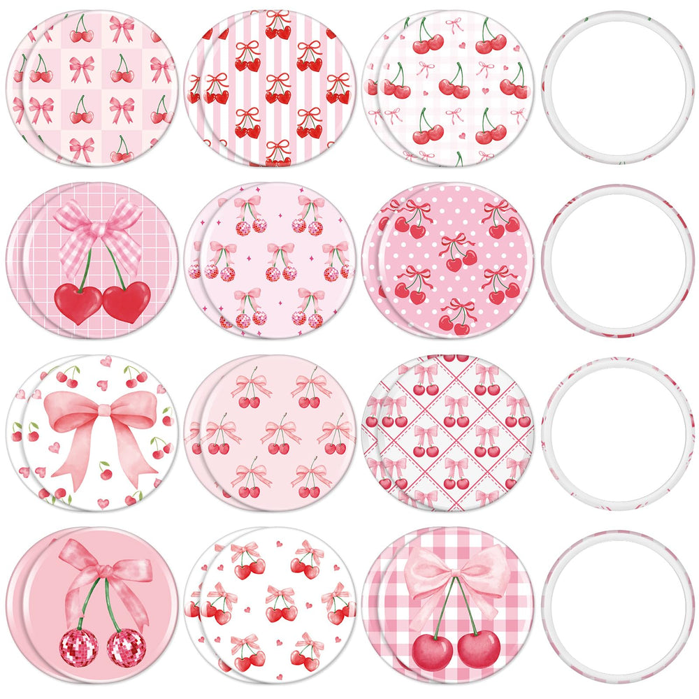 Miroir compact Weysat au design noeud cerise rose, idéal pour retouches rapides.