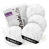 WhaleLife éponge loofah double-couche, surface blanche rugueuse, exfolie en douceur la peau.