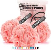 WhaleLife éponge Loofah rose – ensemble 4 packs pour mousse généreuse.
