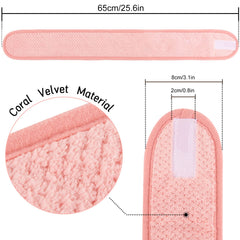 Bandeau Whaline visagé spa absorbant corail bleu ciel, usage après la douche.