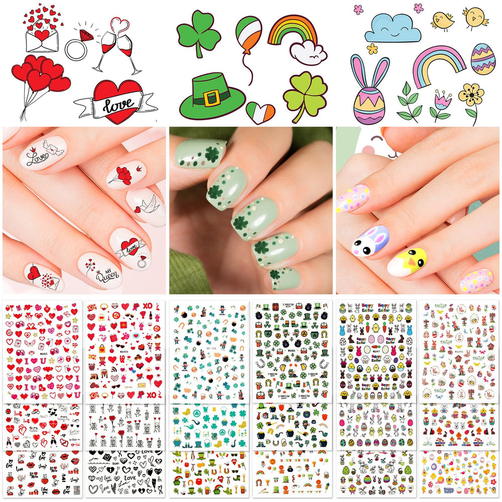 Whaline coeurs amour – autocollants ongles pour un design romantique durable