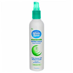 White Rain spray coiffant forte fixation non-aerosol, deux bouteilles, tenue durable.