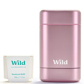 Wild déodorant réutilisable, coque rose élégante, pratique et durable pour zéro déchet quotidien.