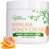 Pot Wild Naturals Manuka Honey Moisturizer montrant une hydratation riche.