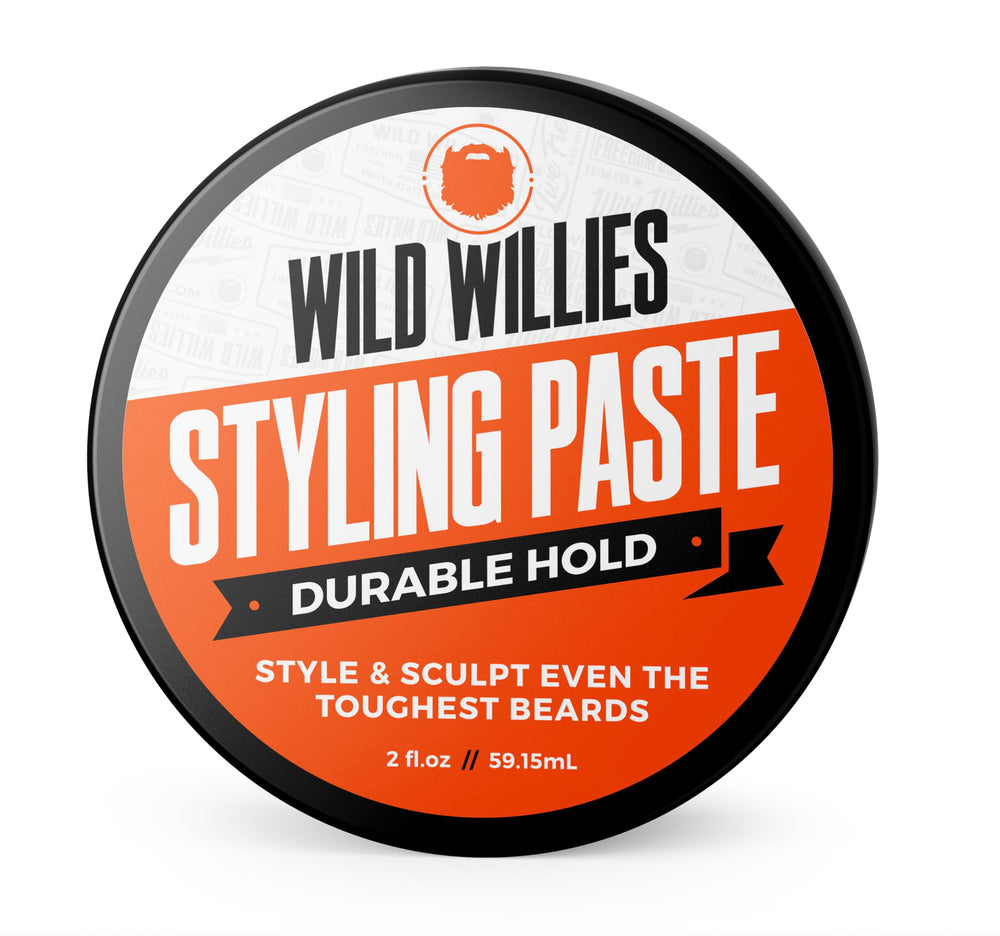 Pâte Wild Willies barbe, pot vu de face, maintien durable et fini mat
