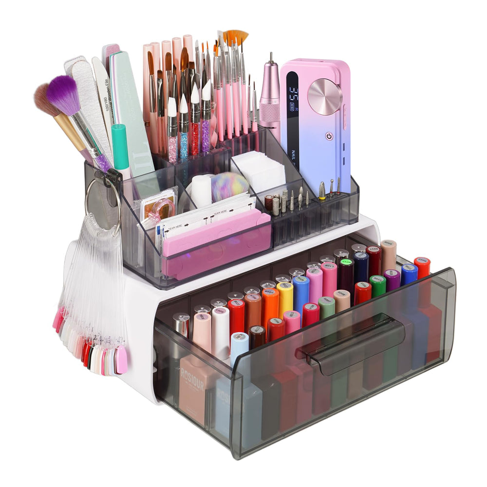 Wilfniee support-vernis-etagere-2-niveaux: accès rapide aux vernis et pinceaux.