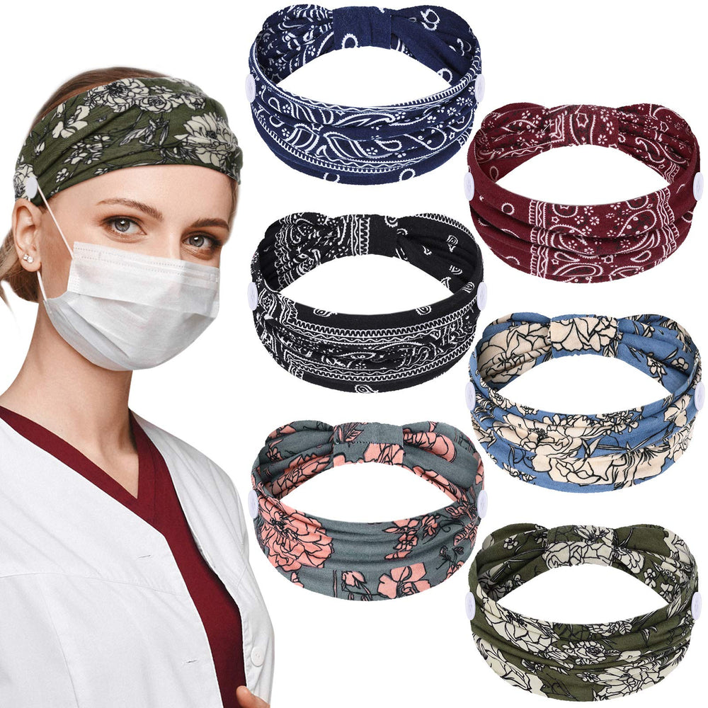 Bandes-tête WILLBOND avec boutons bohème, ensemble de six pour divers looks et praticité.