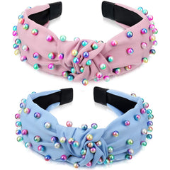 WILLBOND serre-tete perles noeud croise rose, allure chic et moderne.