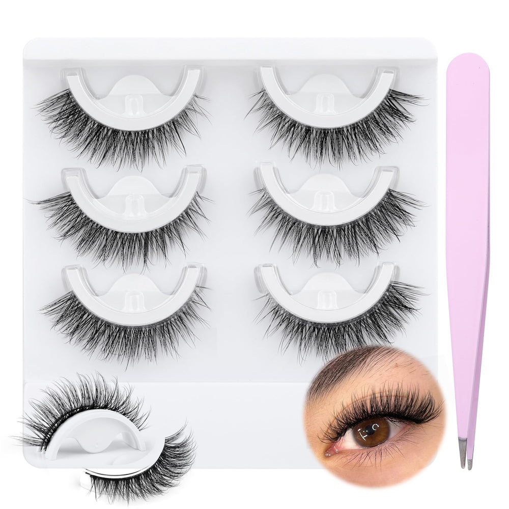 Cils auto-adhésifs Wiwoseo ensemble 3 paires pour un look naturel.