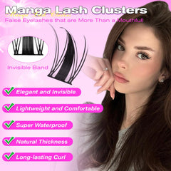 Cils manga clusters wiwoseo 14mm, volume dramatique pour un look audacieux.