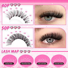 wiwoseo Wispy Lash Clusters, 12mm demi-longueur pour un regard plus ouvert.