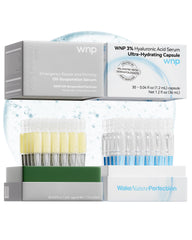 Sérum WNP Set en bouteille hydratation 3% acide hyaluronique, peau repulpée et hydratée.