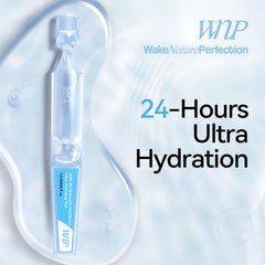 Capsule huile-urgence WNP Set, réparation et élasticité visibles sur peau hydratée.