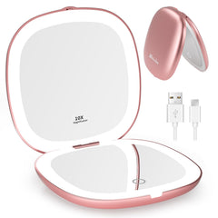 Miroir WOBSION compact 4 pouces avec éclairage double pour retouches en déplacement