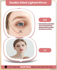 Miroir WOBSION rose doré avec lumière LED double-face pour maquillage précis