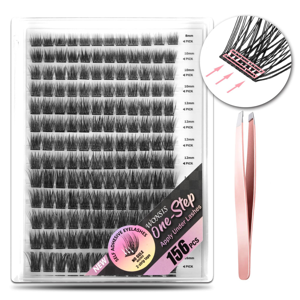 Cils auto-adhésifs WONSIS, ensemble 156 pièces pour un regard rapide et naturel.