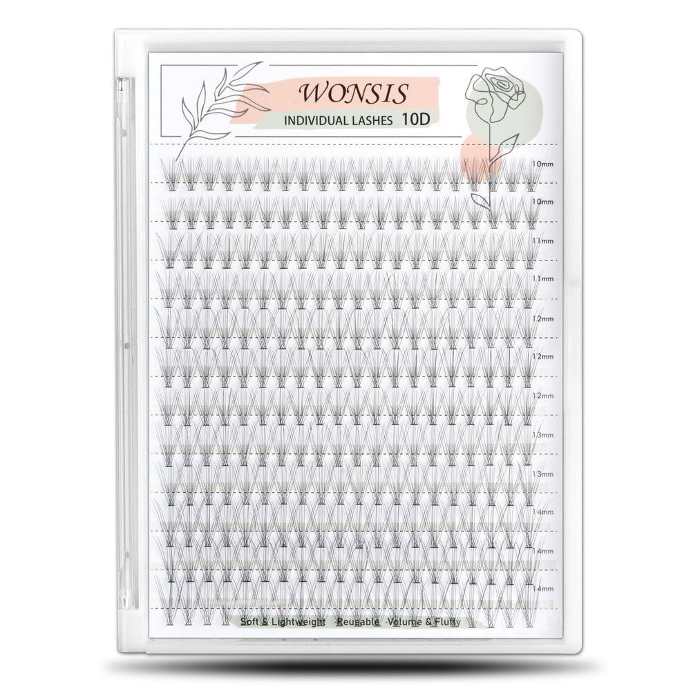 WONSIS cils-individuels 240pcs 10D 10-14mm pour un look naturel et léger.