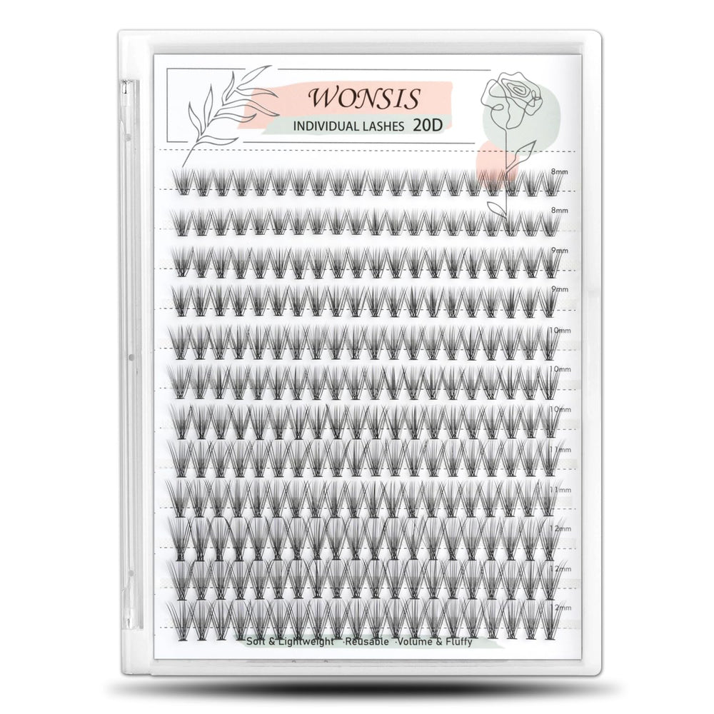 WONSIS clusters de cils 240 pièces pour poses rapides et naturelles.