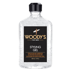 Woody's Gel Coiffant – flacon visible, fixation légère et naturelle.