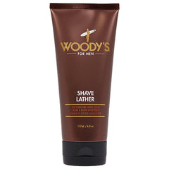 Woodys mousse-rasage-bouteille montre une texture luxueuse pour un rasage précis.