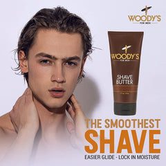 Beurre de rasage Woody's: application douce sur la peau pour un rasage précis et sans irritations.