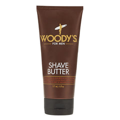Beurre de rasage Woody's: bouteille et emballage élégant, pour un rasage précis et agréable.