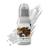 World Famous Tattoo Ink - Bouteille White House, offre opacité maximale pour des aplats nets.