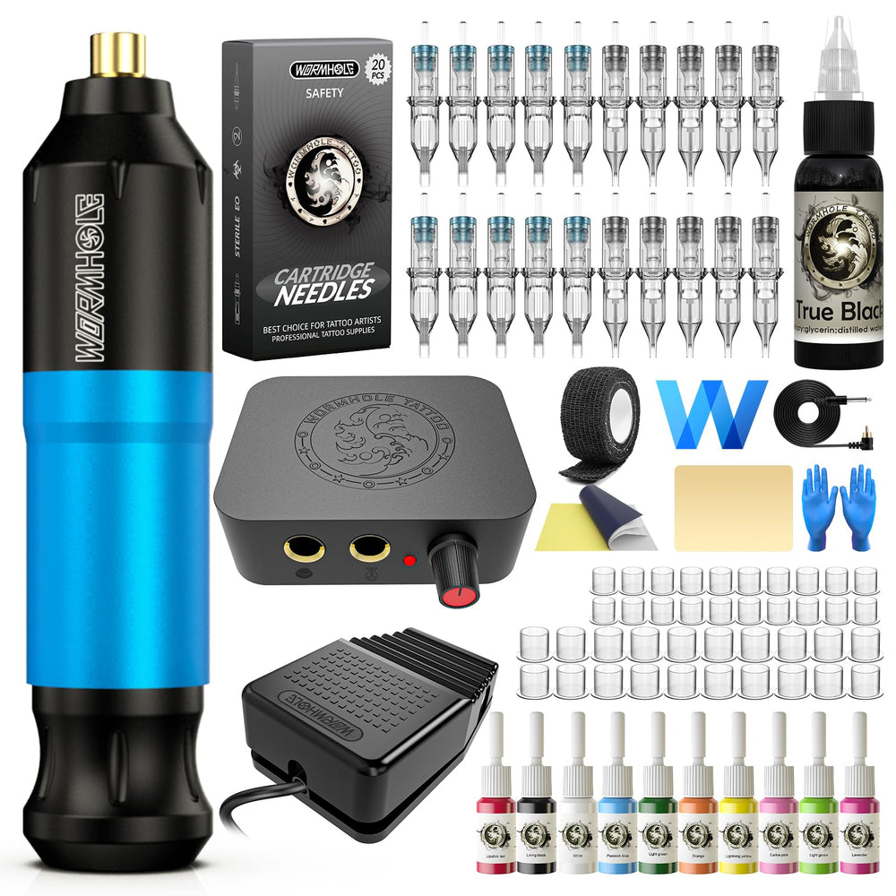 Wormhole Tattoo Kit bleu ergonomique pour une prise en main confortable