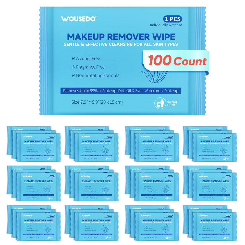 WOUSEDO makeup remover wipes alcohol-free for gentle cleansing on all skin types.