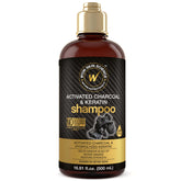 WOW Skin Science shampooing charbon actif keratine - Bouteille pour usage quotidien et cheveux renforcés.