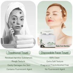 WOWOTEX serviette visage bambou jetable biodégradable, démaquillage doux et hygiénique.