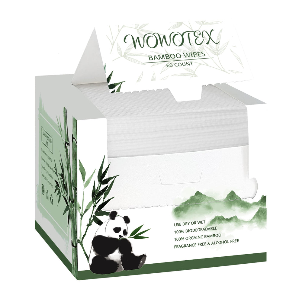 WOWOTEX serviette visage bambou jetable grand format, douceur et absorption optimales.